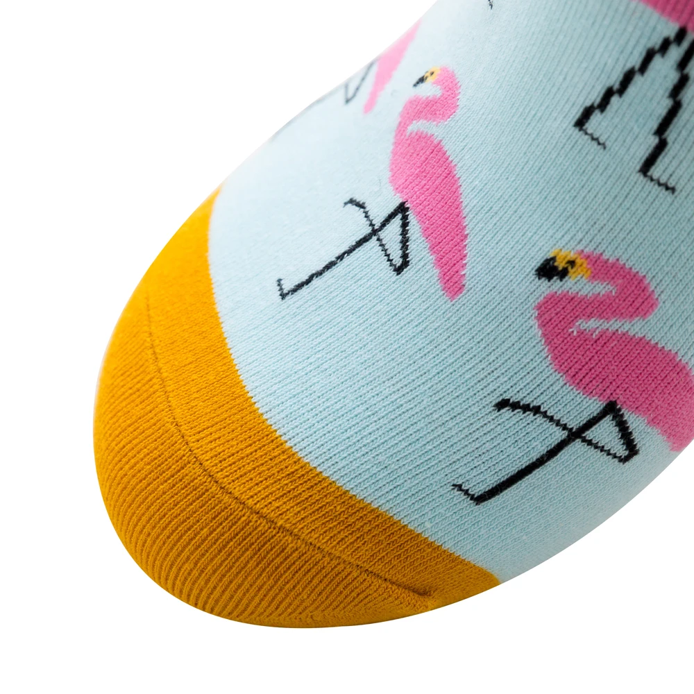 Unisex 5 Pairs Colorful Flamingo Combed Cotton Socks Fashion Autumn Happy Men's Long Socks Dress Party Wedding Funny Crew Socks