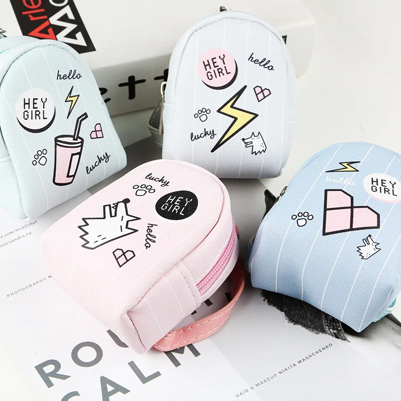 Small Fresh Mini Back pack Coin Purse Women Creative Purses Girl Cute Cartoon Fruit Cat Headphone Storage Bag Key Wallet for Kid | Багаж и