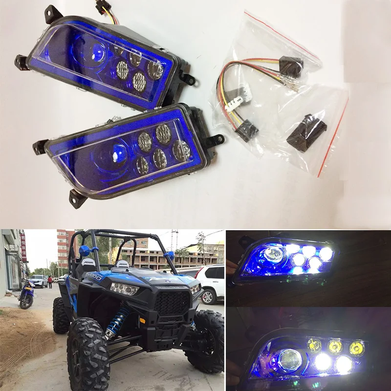 2 шт. синий ATV светодиодный комплект фар для Polaris Razor Push 1000 2014 2016 RZR 900 XP 4 Turbo|led headlight