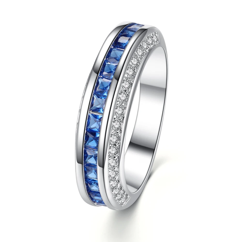 Серебряное кольцо 925 пробы модное синее простое для свадьбы | Украшения и