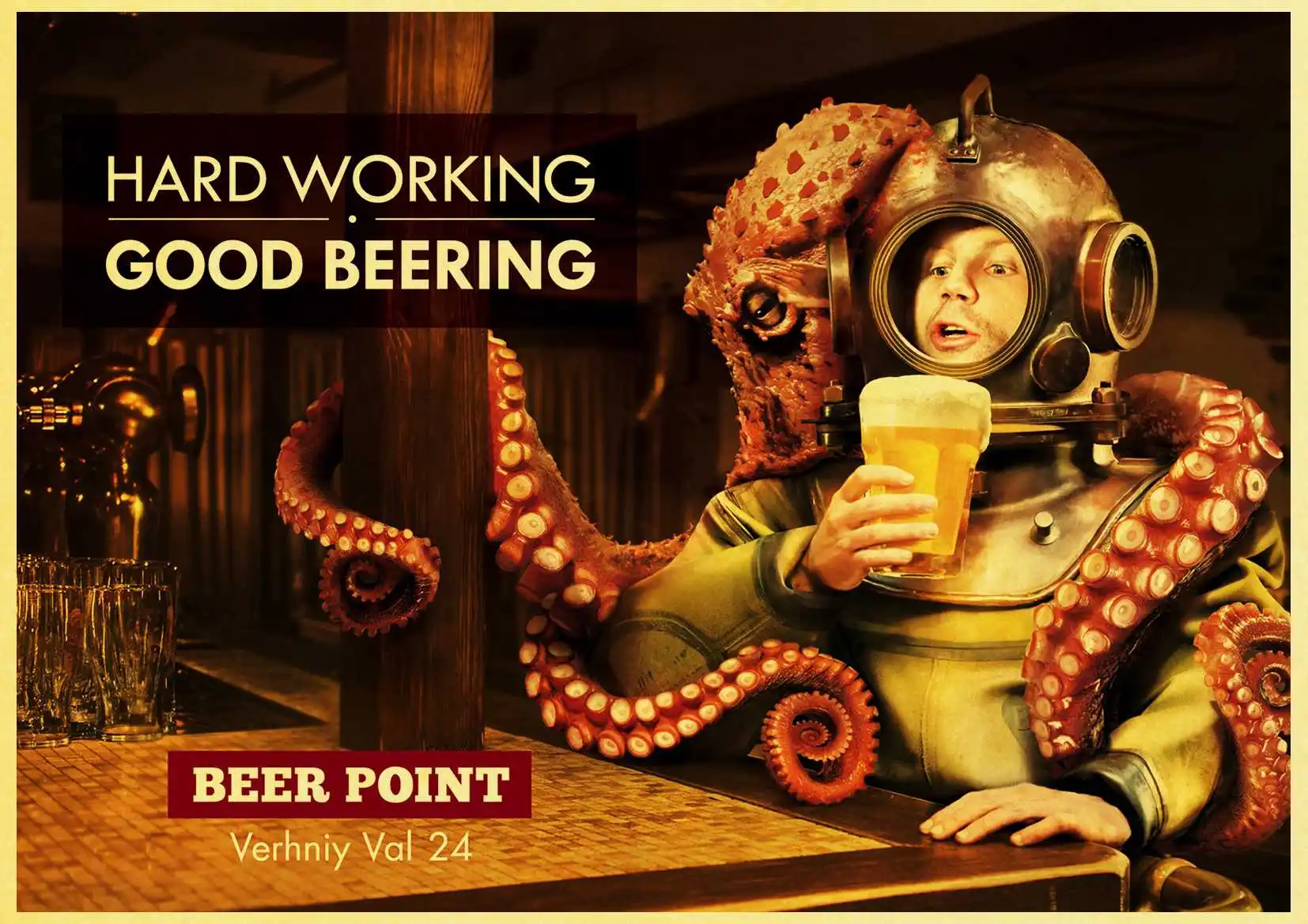 Ice Cold interesting Beer Man Poster Art Painting Bar Pub Club Home Decorative Retro Wall Stickers Creative Posters