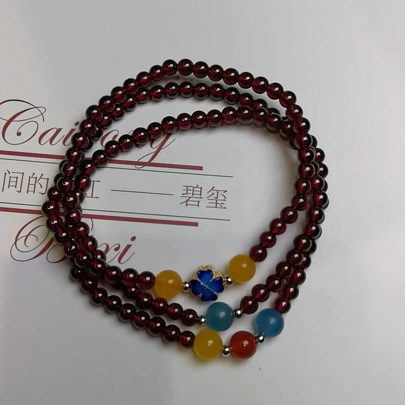 Женский браслет с натуральным гранатом яркие эластичные браслеты|bracelet|strand