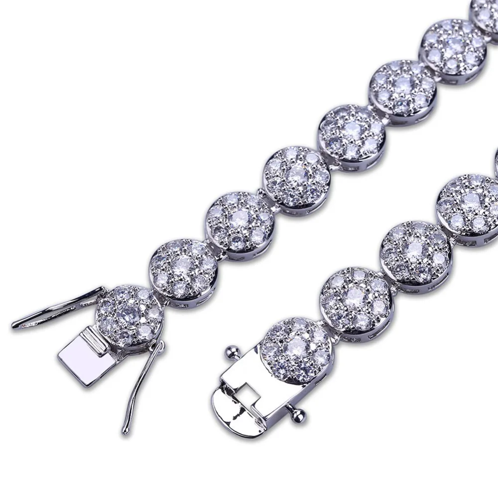 В стиле «хип-хоп» Bling Круглый Кофейные зерна Цепочки и ожерелья цвета: золотистый, серебристый 1 ряд CZ камень теннис цепи Чокеры Цепочки и ожерелья s для Для мужчин ювелирные изделия