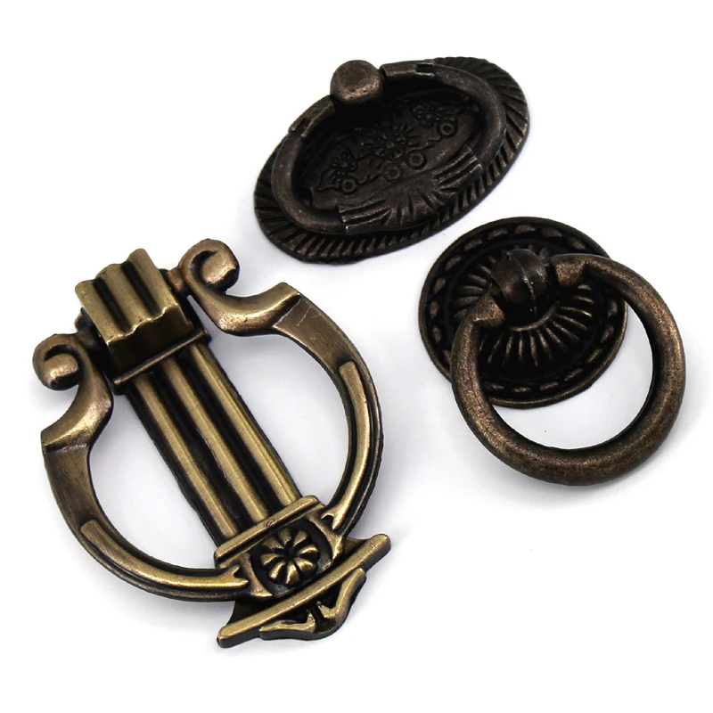 

1PC Retro Classical Kitchen Cabinet Pull Handle Antique Bronze Cupboard Chest Drawer Bin Pull Ring Handle Knob