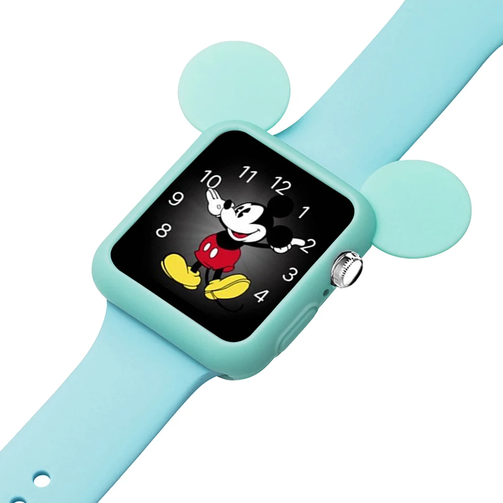 Чехол + ремешок для Apple Watch Band 42 мм 38 iwatch 4 band 44 40 силиконовый браслет с мультяшными