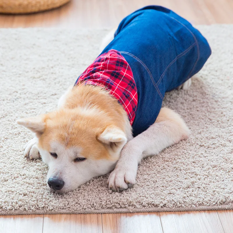 Hipidog большая собака Красная Черная Толстовка джинсовая куртка Собака пальто