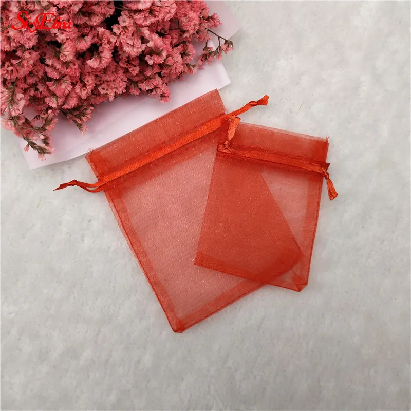red 100 шт подарочные пакеты, большие сумки из органзы, упаковка, сумки для ювелирных изделий, свадебные украшения 7x9 10x15 17x23 20x30 30x40 см 5z - Цвет: red