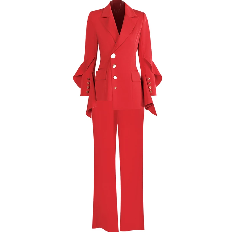 2019 Новый подиумный костюм с блейзером женские брючные костюмы комплект из 2