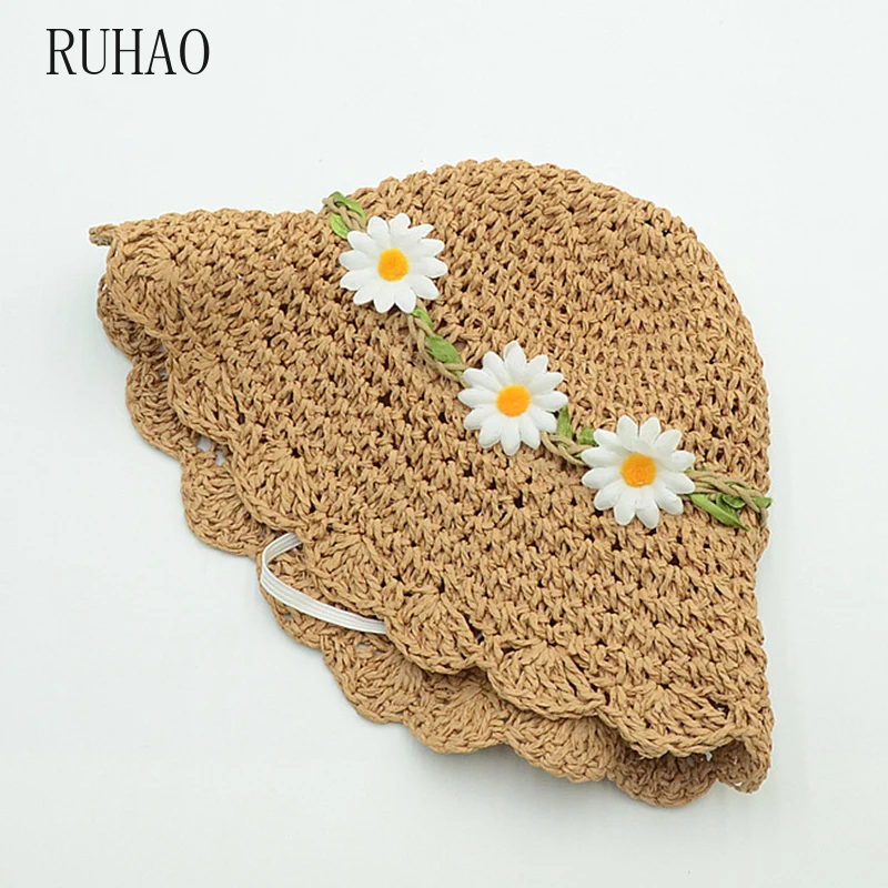 RUHAO летние шляпы для девочек подарок рафия ручной работы вязаная мягкая складная