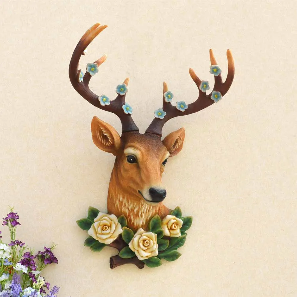 Европейская Настенная роспись с головой оленя имитация животного Ретро Бар