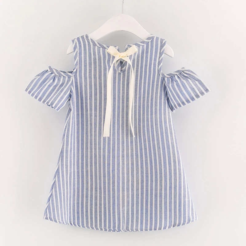 Bear Leader Girls Dresses 2019 New Strapless Shoulder Stripe Dress Girl Laciing kids dresses for girl Princess clothes | Детская одежда