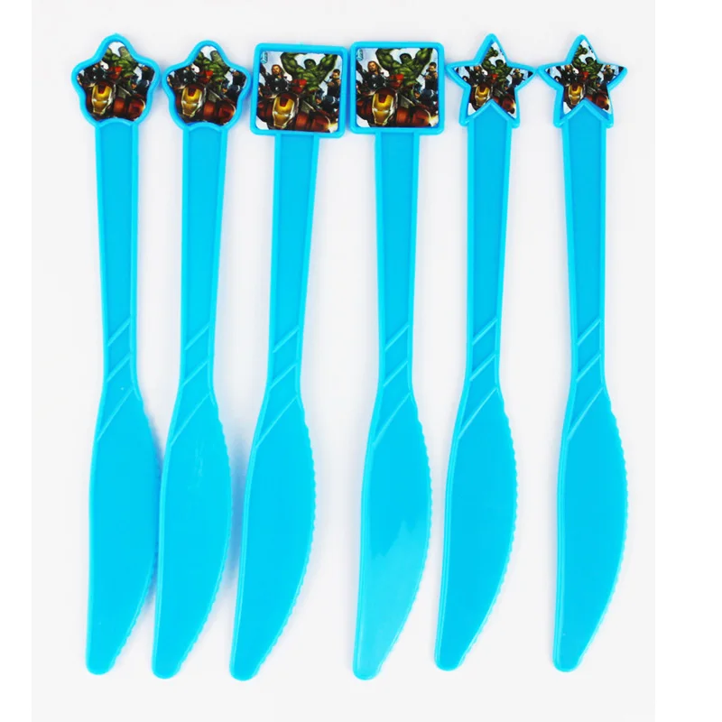 6pcs knives Крутой Мстители Герои бумажный мультяшный стаканчик и тарелка салфетка флаг вечеринка для мальчика день рождение фестиваль свадебные плакаты украшения поставка - Цвет: 6pcs knives