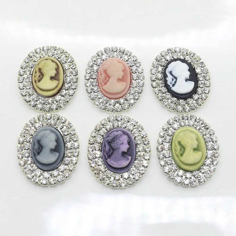 Новинка 5 шт./Искусственная смола овальные Стразы пуговицы аксессуары для волос