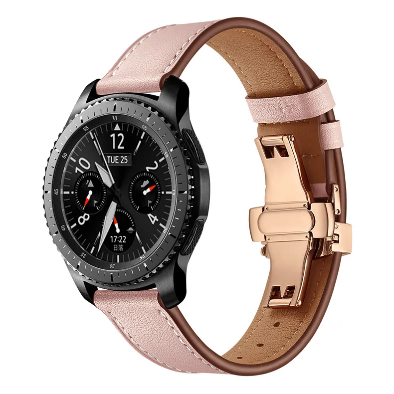 Кожаный ремешок для часов samsung gear S3 Frontier/Classic Galaxy 46 мм ремешок Бабочка Пряжка 22 мм ремешок для замены запястья
