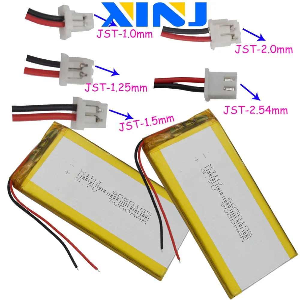XINJ 3 7 V 3000mAh литиевый полимерный аккумулятор 2pin 1 0/1 25/1 5/2 0/2 54 мм разъем для GPS Sat Nav PDA