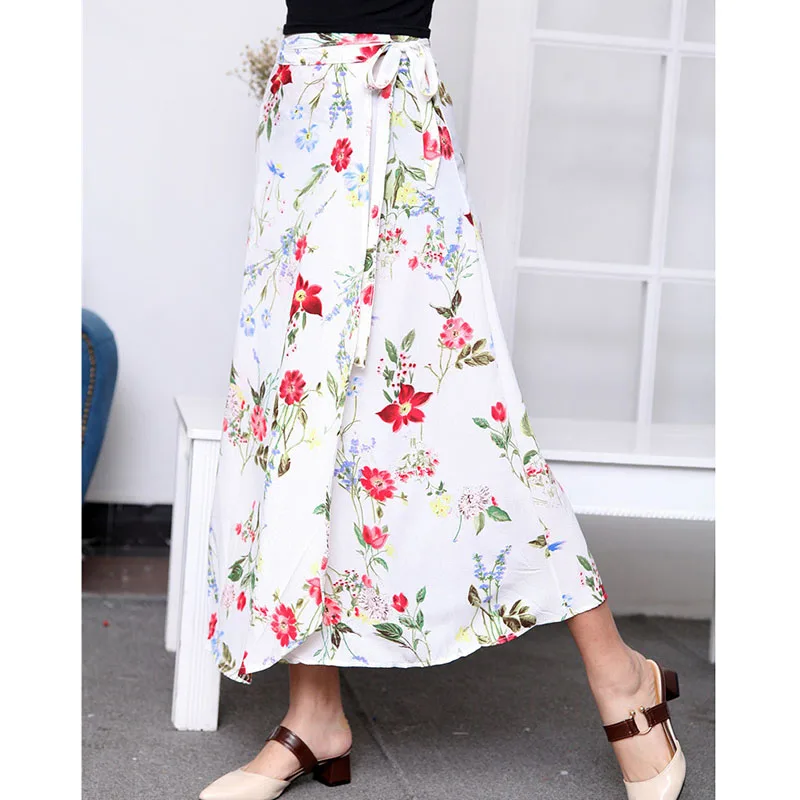 2019 богемные летние юбки с цветочным принтом и высокой талией для женщин s Boho