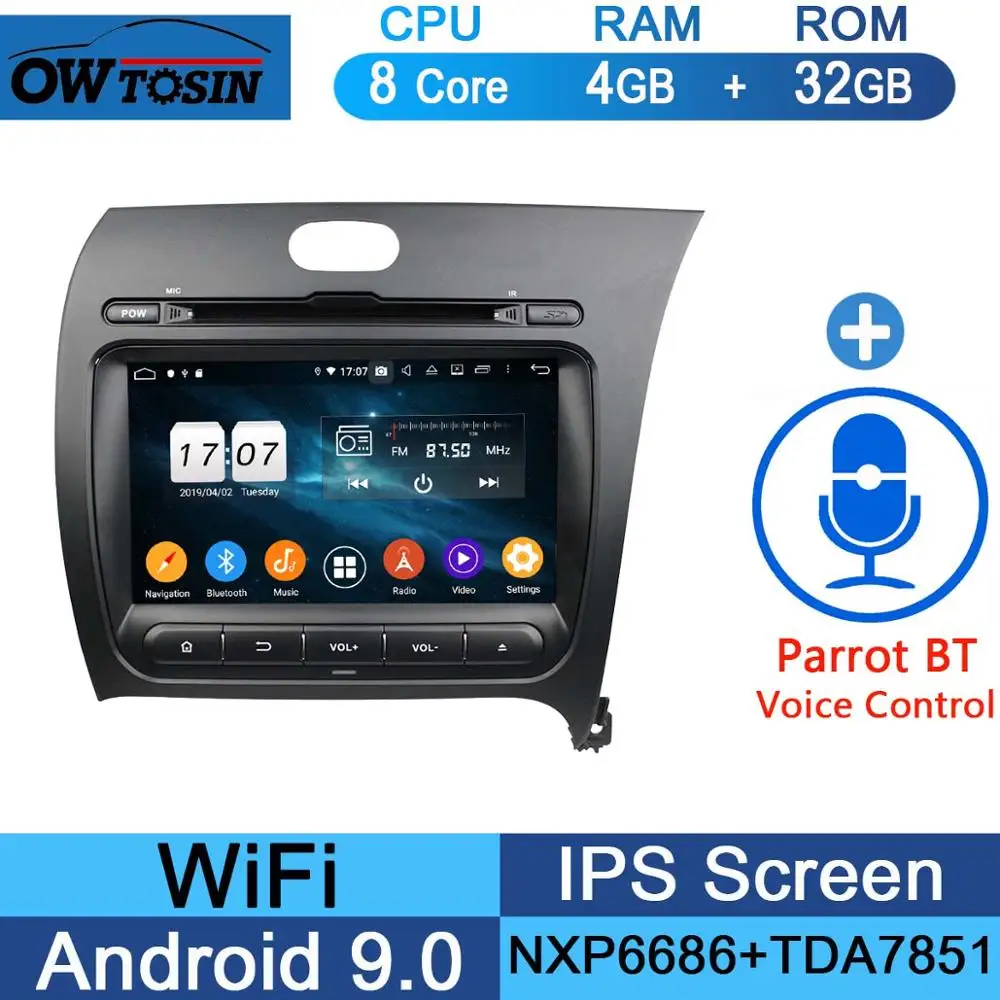 32G Parrot BT " ips 1920*1080 8 Core 4G ram+ 64G rom Android 9,0 автомобильный dvd-плеер Для Киа церато Форте K3 2013 DSP радио gps Parrot BT - Цвет: 32G Parrot BT