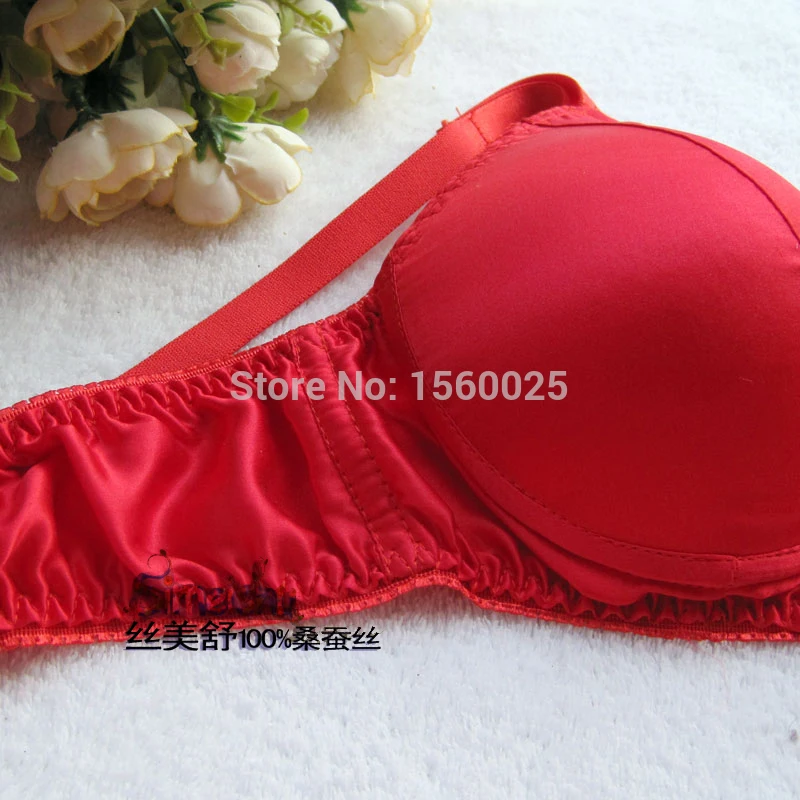 Бюстгальтер из чистого шелка гладкий 100% шелк тутового цвета размеры 34 36 38 40 42 B