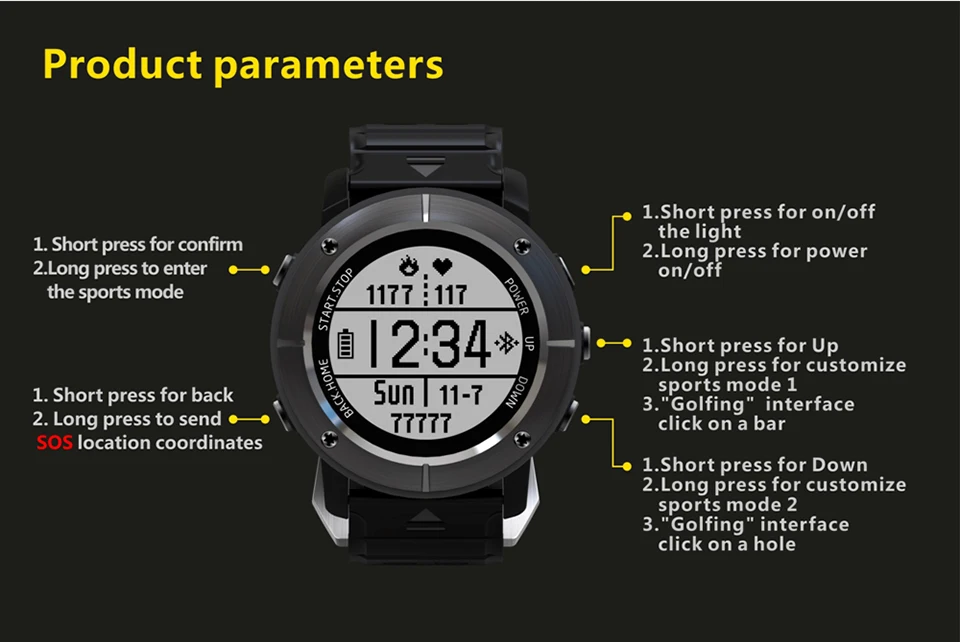 UW80C E-ink экран Спортивные gps часы IP68 водонепроницаемый мульти спортивный режим шагомер пульсометр компас возврат Cruis SOS часы