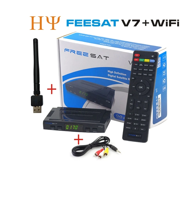 Оригинальный Freesat V7 DVB S2 HD спутниковый ТВ приемник + Wifi Поддержка PowerVu Biss ключ Cccamd