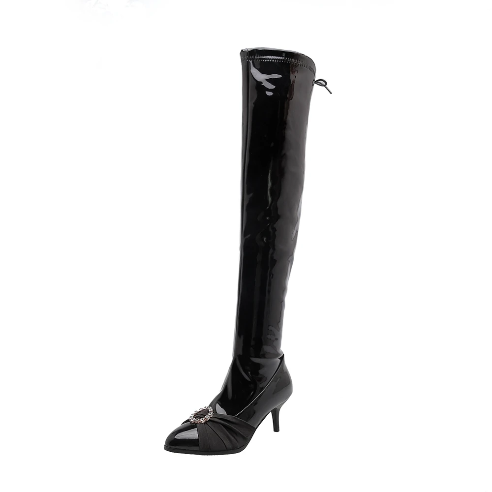Black Slim Women Over-the-Knee Boots Kitten Heel Pointed Toe Thigh Boots Female Sexy Autumn Winter Long Boots Pole dance Shoes - Цвет: Black