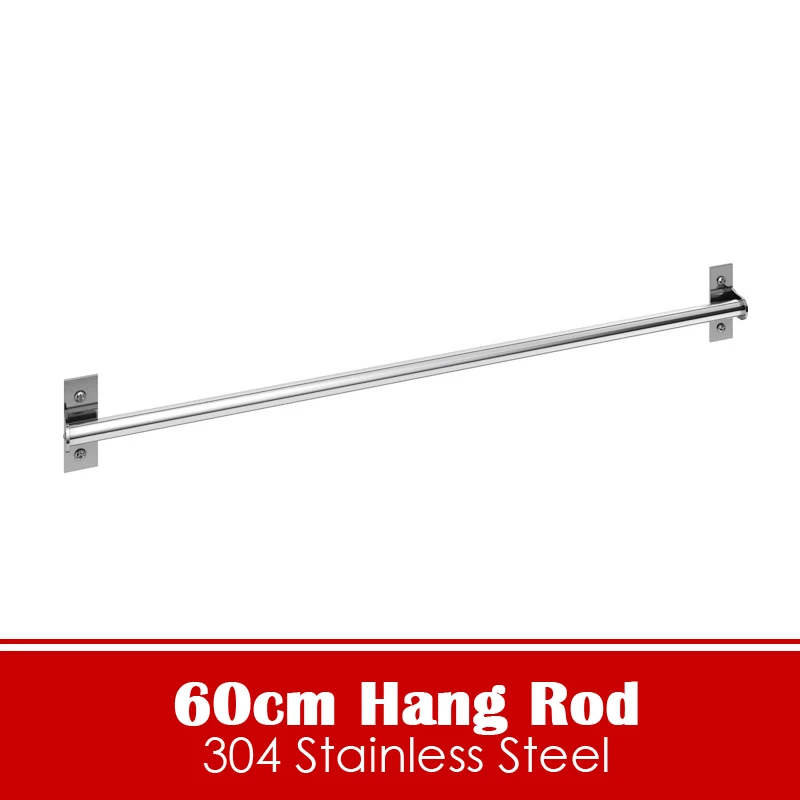 60cm Hang Rod 1 шт. кухонная стойка из нержавеющей стали, настенная кухонная полка, посуда/разделочная доска/сковорода, кухонные подставки, держатель и хранение - Цвет: 60cm Hang Rod