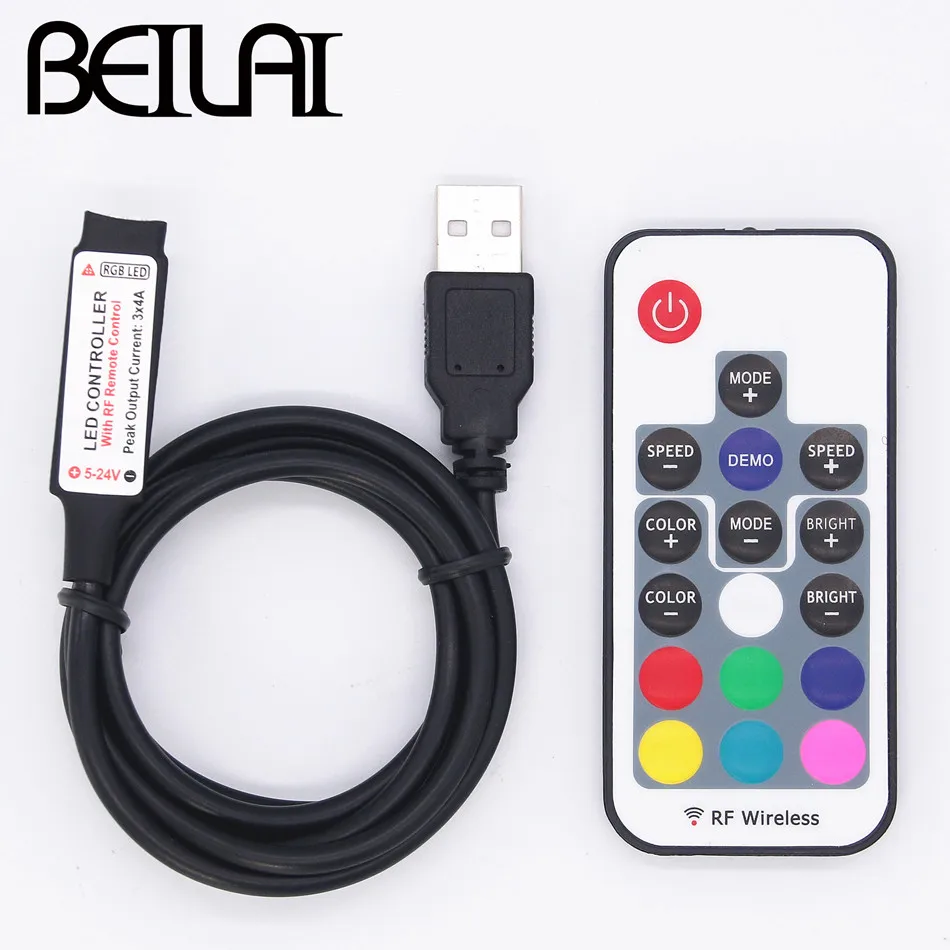 TIANYI DC 5 В USB светодиодный RGB Управление Лер мини 17Key RF Беспроводной удаленного для