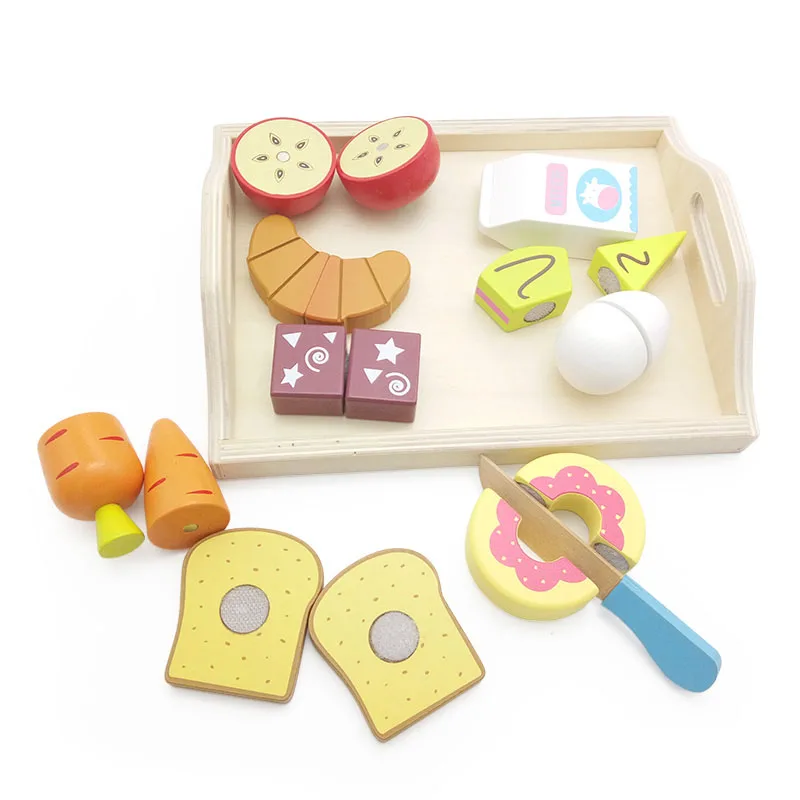 Детский деревянный набор игрушек для кухни вырезания послеобеденного чая