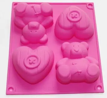 Fat Bear Heart Cupcake Chocolate Soap Muffin Pudding Silicone Mold Pan Kids Gfit | Дом и сад
