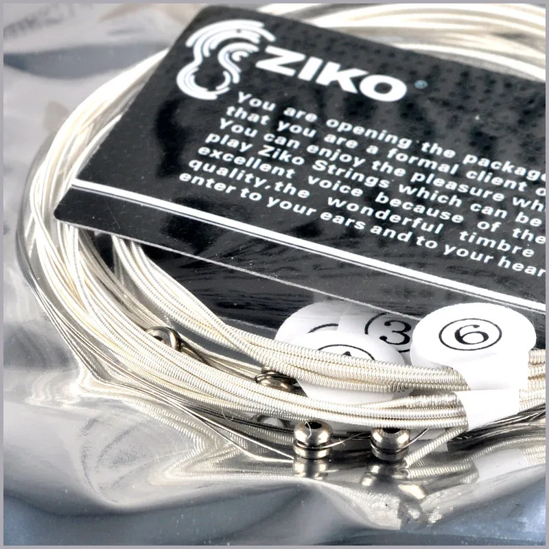 

ZIKO DUS Series Acoustic Guitar Strings 010-048 011-052 012-053 Inch Hexagon Carbon Steel Core Silver Plating Wound