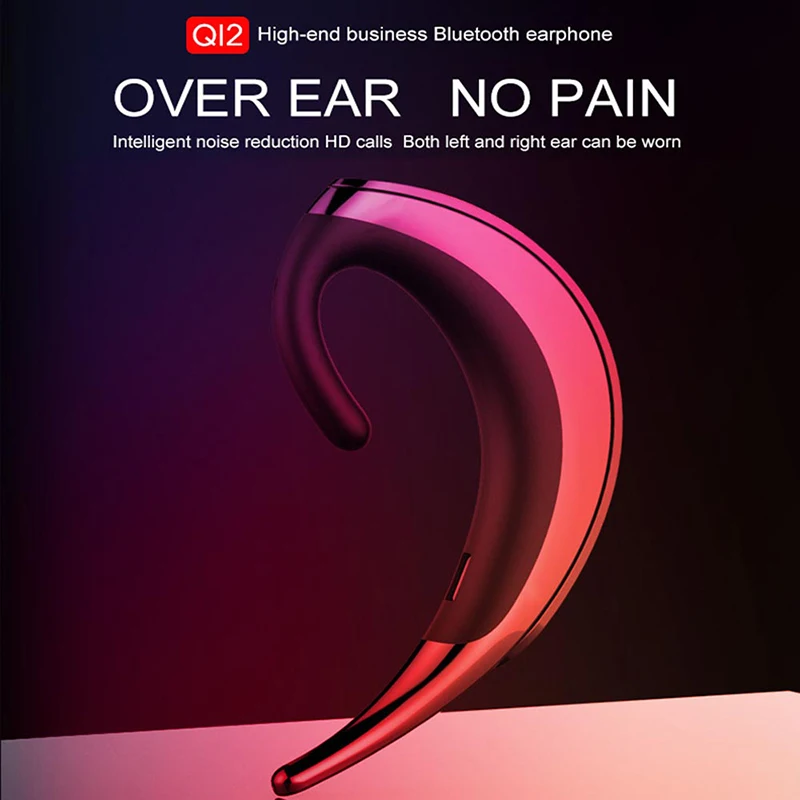 OVEVO Q12 Wireless Bluetooth 4.2 Earphone Single Over Ear Headset with Mic Handfree Business Meeting Driving Call Earphone