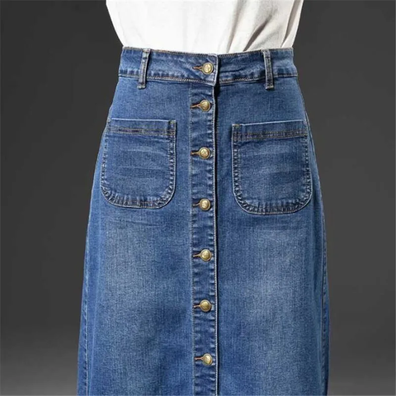 Tassel fringe buttoned denim skirt new summer female half length a word street tide people waist stretch | Женская одежда