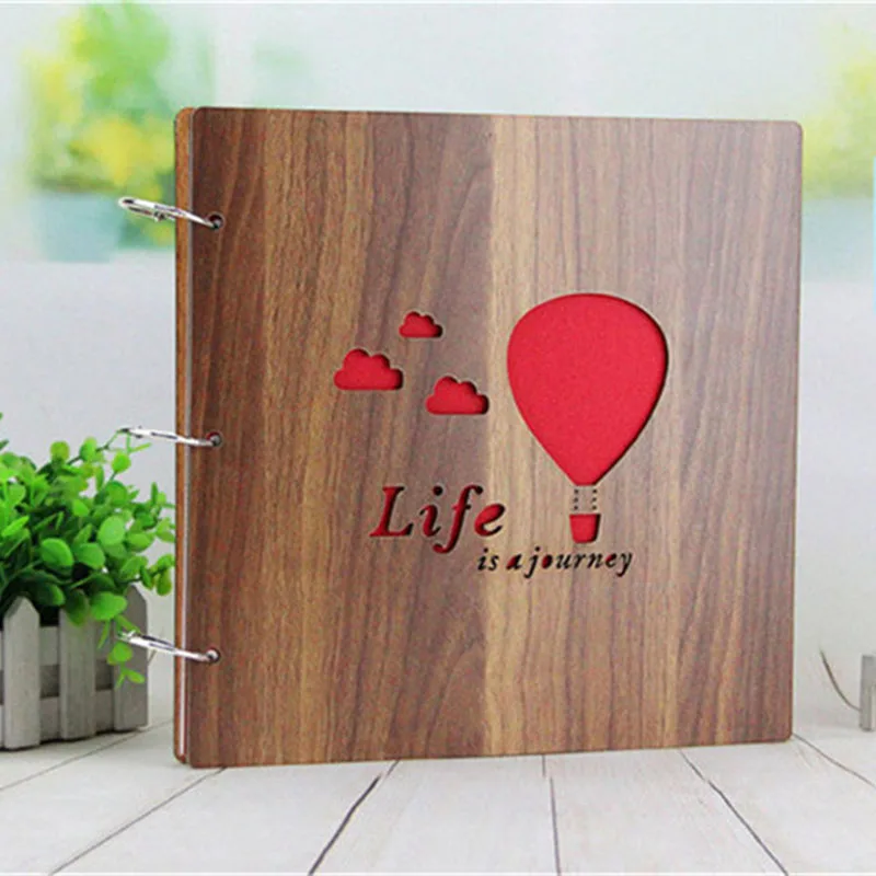 Фиолетовый 16 дюймов DIY деревянный полый фотоальбом, креативная ручная работа, наклейки с листочками, скрапбук, детская пара, Свадебная коллекция фотографий - Цвет: Фиолетовый