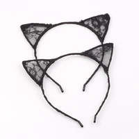 fashion summer style women black lace cat ears headband hairband sexy cute hair hook portrait style headwear