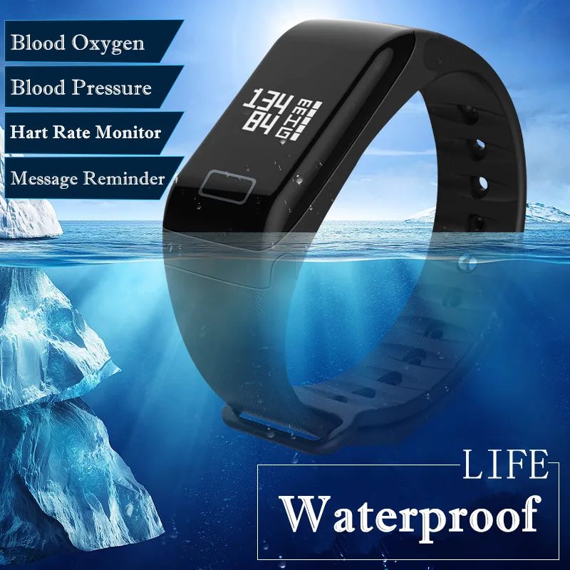 Умные часы F1 браслет с измерением кровяного давления и кислорода фитнес трекер