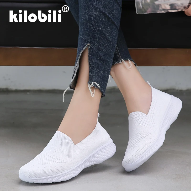 Kilobili 2019 Весна Для женщин плоские кроссовки обувь дышащие сетчатые туфли балетки