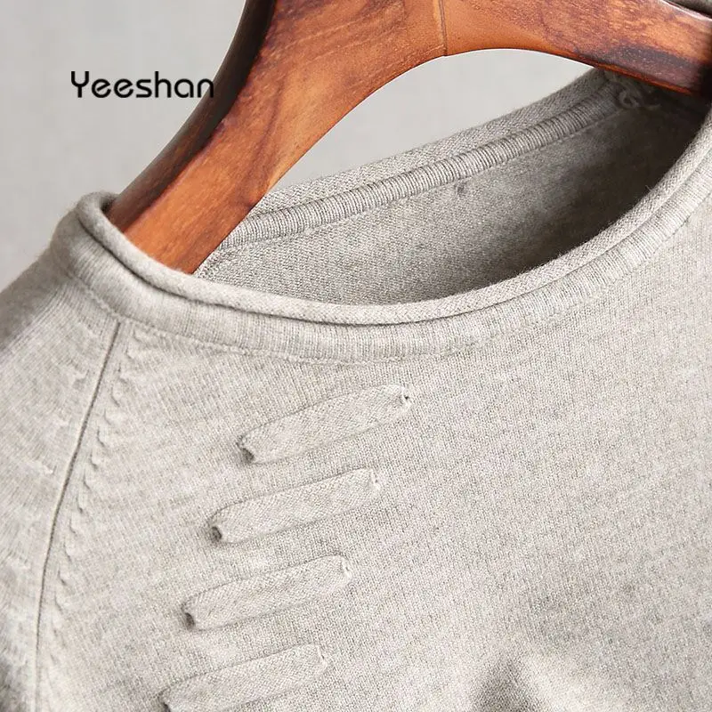 Yeeshan зимний свитер женский 2017 круглый вырез черный белый верблюжий элегантный