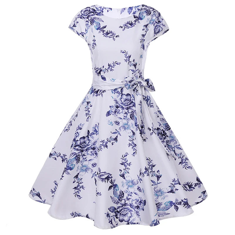Женское платье с цветочным принтом Toppick летнее в стиле ретро коротким рукавом и