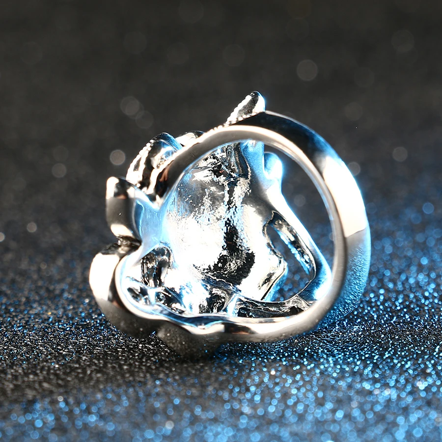 Роскошное кольцо с серым кристаллом посеребренное винтажное ювелирное изделие в