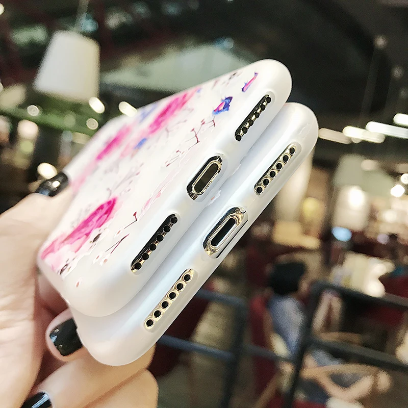 Phone Case For iPhone 7 8 Plus Rose Floral Leaves Cases Flower Silicon Protect Soft Full Cover 6 6S 5 5S SE Capa |