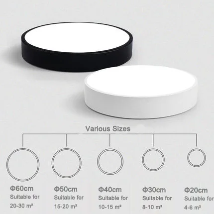 Современные светодиодные круглые белые/черные Краевые металлические рамки с