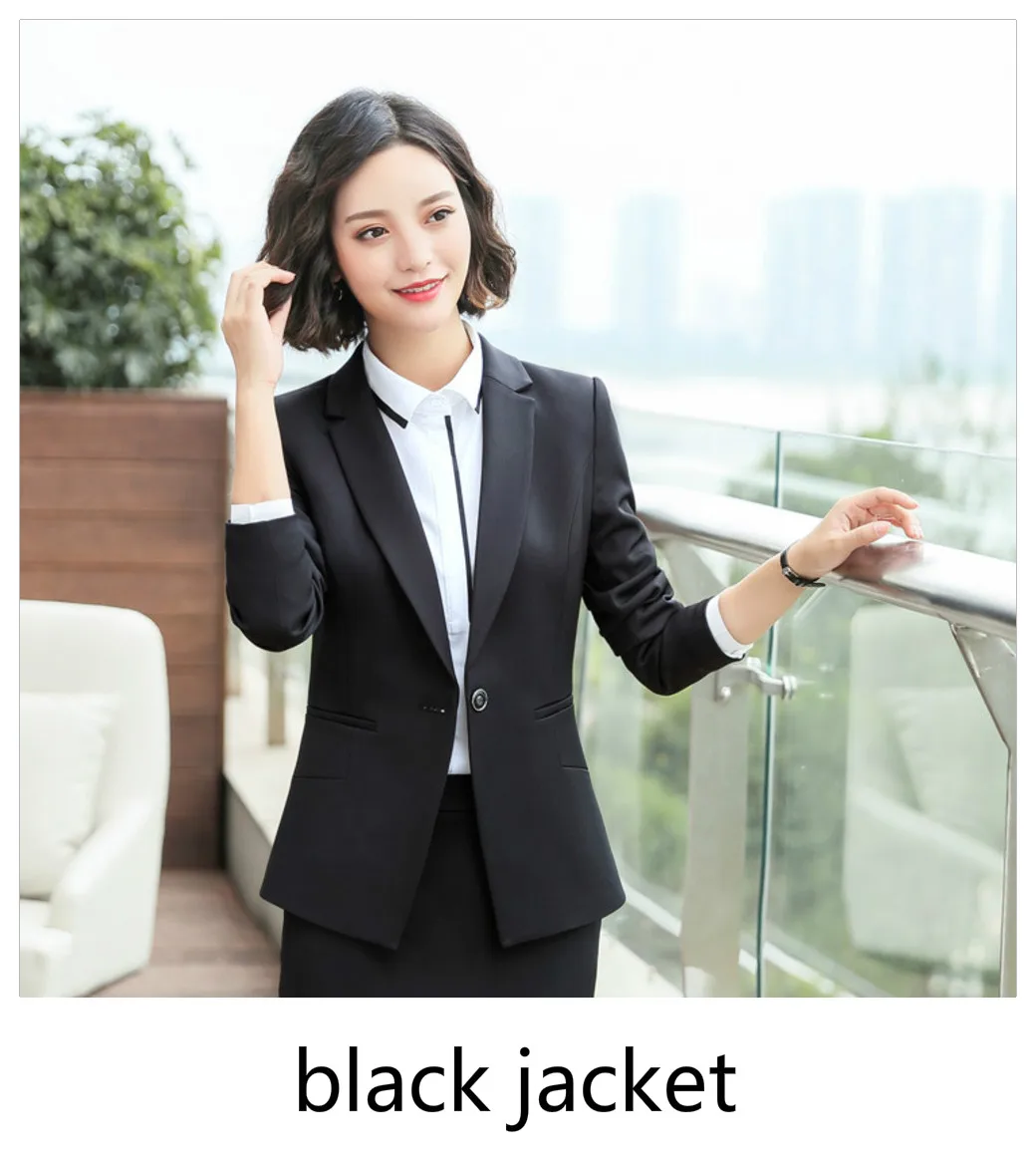 black blazer Женская одежда Блейзер длинный рукав зазубренный воротник карман костюм пальто офисный женский формальный Повседневный бренд куртка Рабочая одежда бизнес - Цвет: black blazer