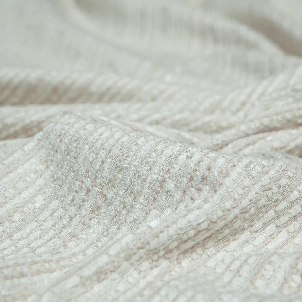 Мода Кутюр ткачество Хлопок Смесь твидовая ткань бежевый и светло хаки шитье для
