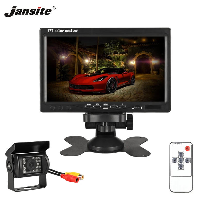 Jansite 7-inch TFT LCD Car Monitor Display Wired Cameras Reverse Camera Parking System with Rear view Monitors mirror image | Автомобили и