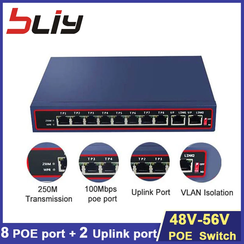 

Коммутатор ethernet с 8 портами, 100 Мбит/с, 48-56 в