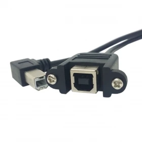 (100 шт./лот) 90 градусов левый Угловой USB B Тип папа Женский удлинитель с винтами для