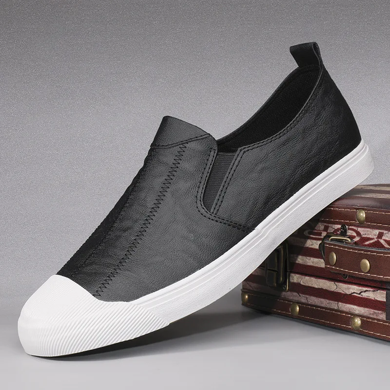 Мужские кожаные кроссовки повседневные лоферы Chaussure Homme 2019 | Обувь