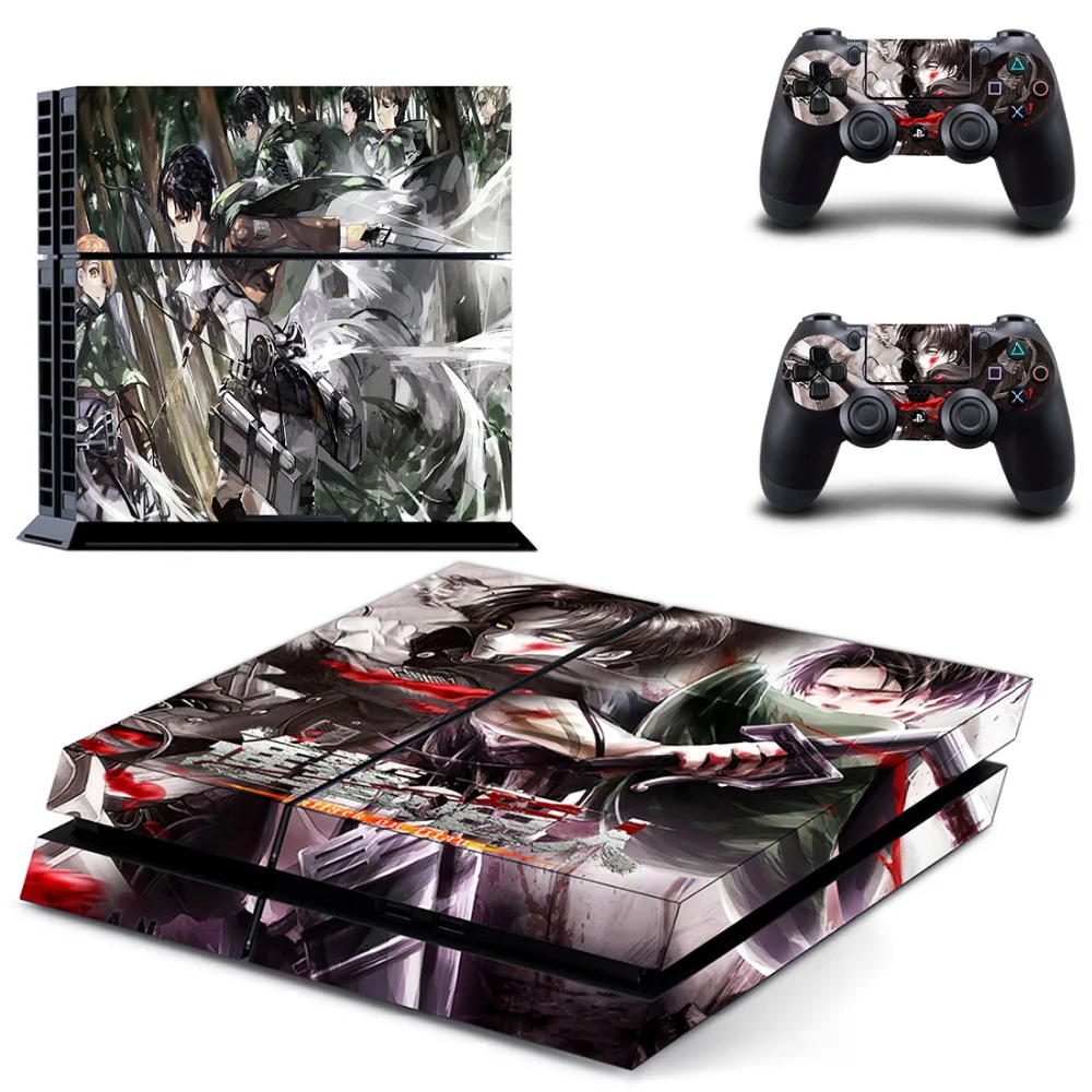 Атака на Титанов PS4 кожи Стикеры наклейка для Sony Игровые приставки 4 консоли и 2 Пульты ДУ для игровых приставок PS4 кожи Стикеры винил