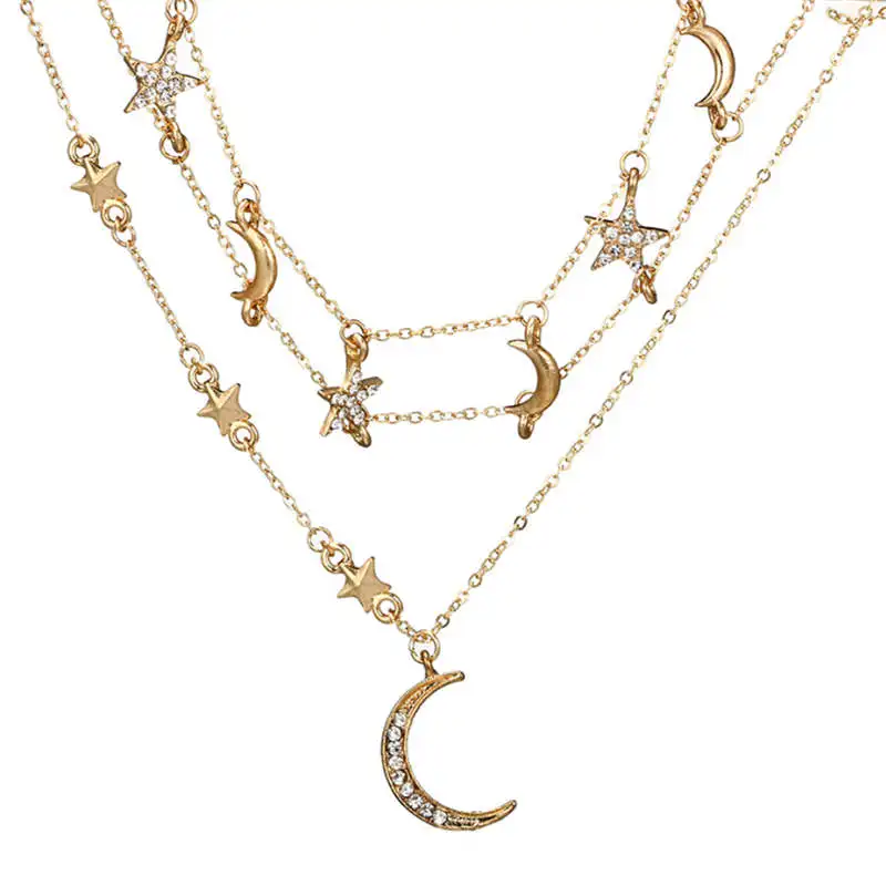 Duolan Moon женское ожерелье-чокер Кристалл Девушка звезда бисер сексуальное длинное