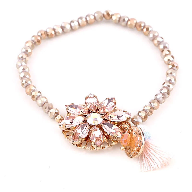 Sehuoran Bracelets &amp Bangles For Woman Copper Shell Crystal Bead With Stone Tassel Bohemian Adjustment | Украшения и
